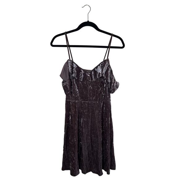 American Eagle AE Crushed Velvet Ruffle Mini Dress - Picture 3 of 13